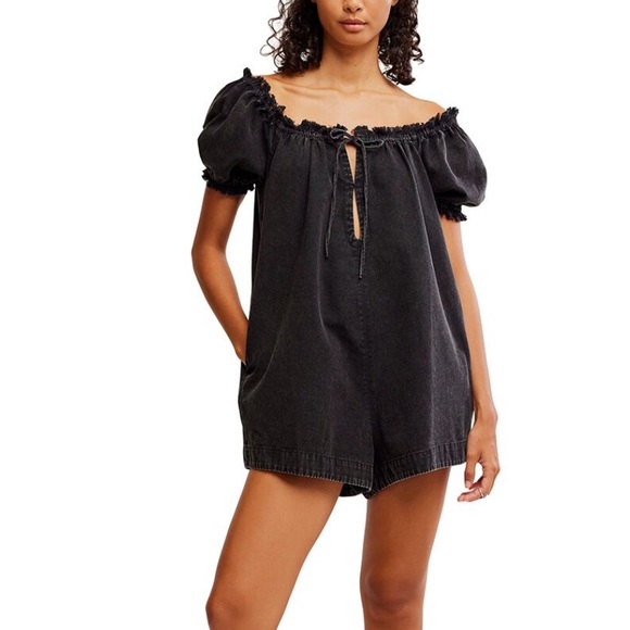 Free People Tops - FREE PEOPLE DAISY ROMPER XS S WASHED CHARCOAL